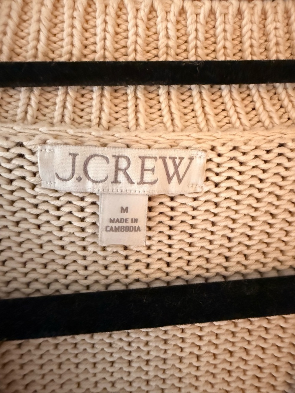 J. Crew Cotton Cream Relaxed V-neck sweater, size medium - Picture 4 of 9